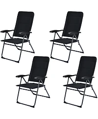 Gymax 4PCS Patio Folding Chairs Back Adjustable Reclining Padded Garden Furniture