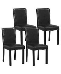 Sugift Dining Chairs Set of Four with Solid Wood and Rubber Legs