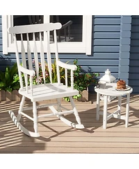 Gymax Wooden Rocking Chair Single Rocker Indoor Garden Patio Yard