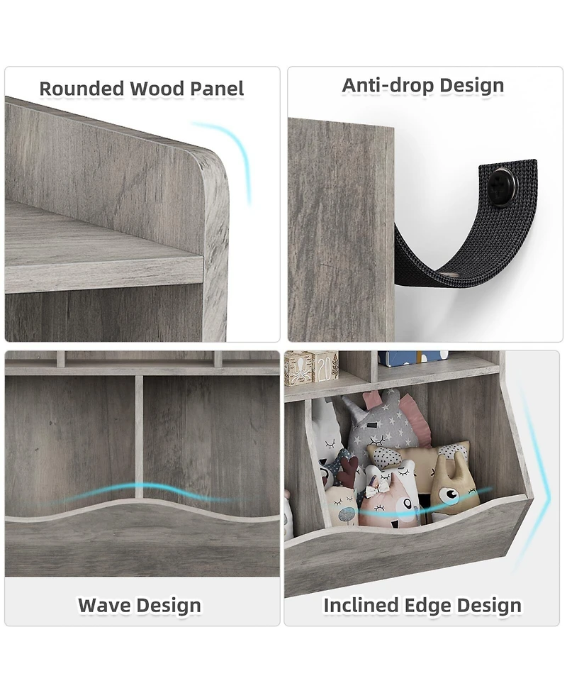 gaomon Wooden Kids Bookshelf and Toy Storage, Children Bookcase with 5 Compartments