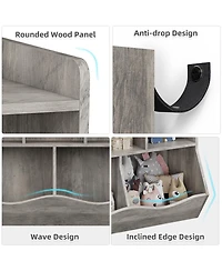 gaomon Wooden Kids Bookshelf and Toy Storage, Children Bookcase with 5 Compartments