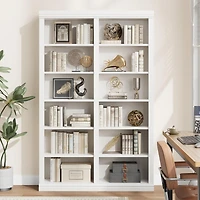 gaomon Tall 6-Tier Double Wide Extra Large Bookshelf with 12 Cubbies
