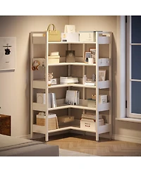 gaomon 5-Tier Convertible Retro Corner Bookshelf