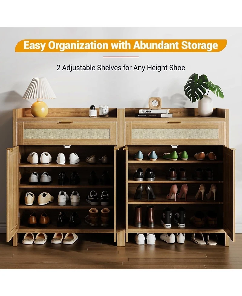 gaomon 3Pcs Shoe Cabinet Storage for Entryway, Shoe Storage Cabinet, Adjustable Shelves, One Drawer, 6 Tier Farmhouse
