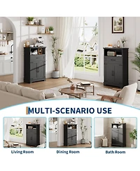 gaomon Farmhouse Storage Cabinet with Doors and Drawers, Freestanding