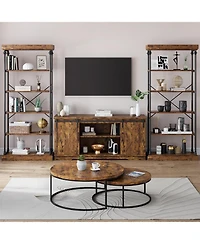 gaomon 6-Tier Industrial Wooden Bookshelf with Metal Frame, Rustic Tall Display Rack for Living Room