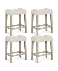 Gymax Bar Stools Set of 4 w/ Footrest Rubber Wood Frame for Kitchen Island