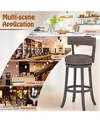 Gymax Bar Height Chairs Set of 2 w/ 360degree(s) Swivel Seat Back and Cushioned Seat