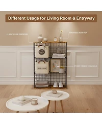 Yigii 6 Cube Wire Closet Organizer Storage Shelf with Woodtop Sturdy Modular for Clothes Books Bedroom Office