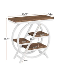 Tribesigns 3-Tier End Table Set of 2, Narrow Sofa Side Table with Storage, Industrial Nightstand with Geometric Metal Frame