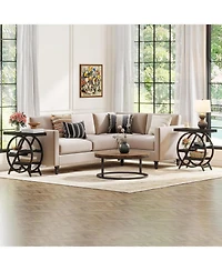 Tribesigns 3-Tier End Table Set of 2, Narrow Sofa Side with Storage, Industrial Nightstand Geometric Metal Frame