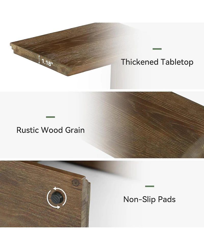Tribesigns C-Shaped Solid Wood End Table Set of 2, Wooden Narrow Sofa Side Table