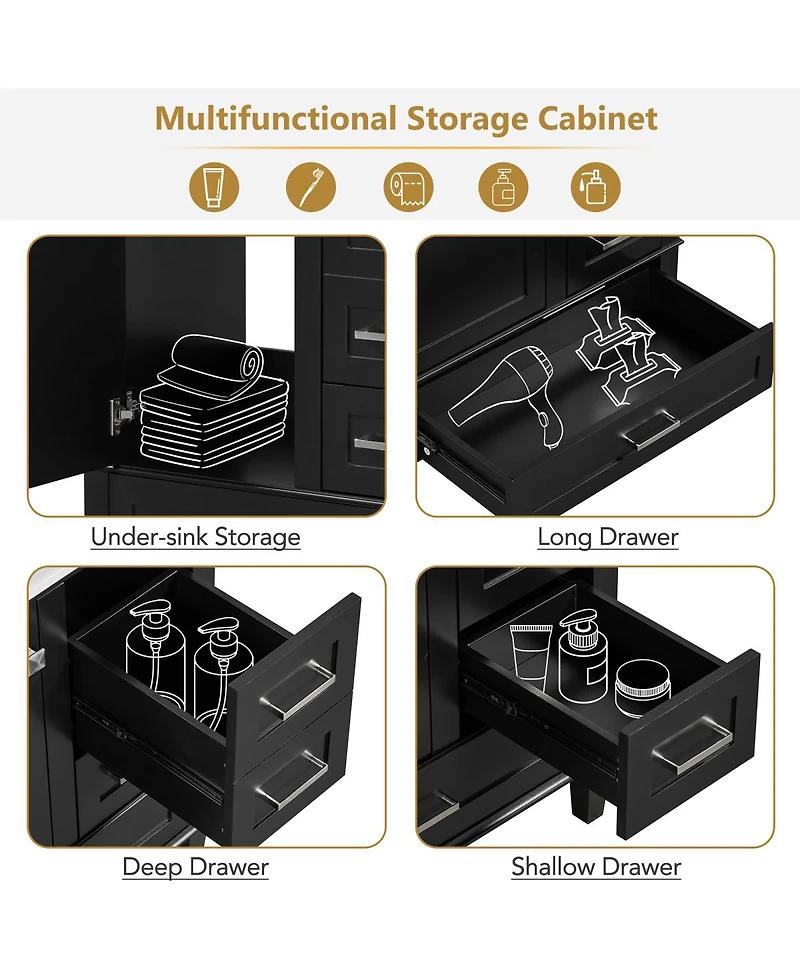 Sillysis Sage Green Bathroom Vanity with Ceramic Sink, Freestanding Solid Wood Mdf Cabinet, 3 Drawers Soft Close Door for Small Bathrooms