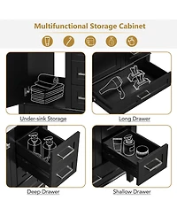 Sillysis Sage Green Bathroom Vanity with Ceramic Sink, Freestanding Solid Wood Mdf Cabinet, 3 Drawers Soft Close Door for Small Bathrooms