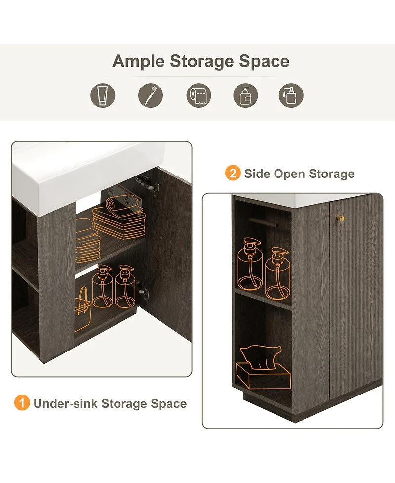 Sillysis Bathroom Vanity with Ceramic Sink, Mdf Cabinet, Soft Close Door and Tissue Holder for Small Spaces