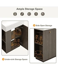 Sillysis Bathroom Vanity with Ceramic Sink, Mdf Cabinet, Soft Close Door and Tissue Holder for Small Spaces