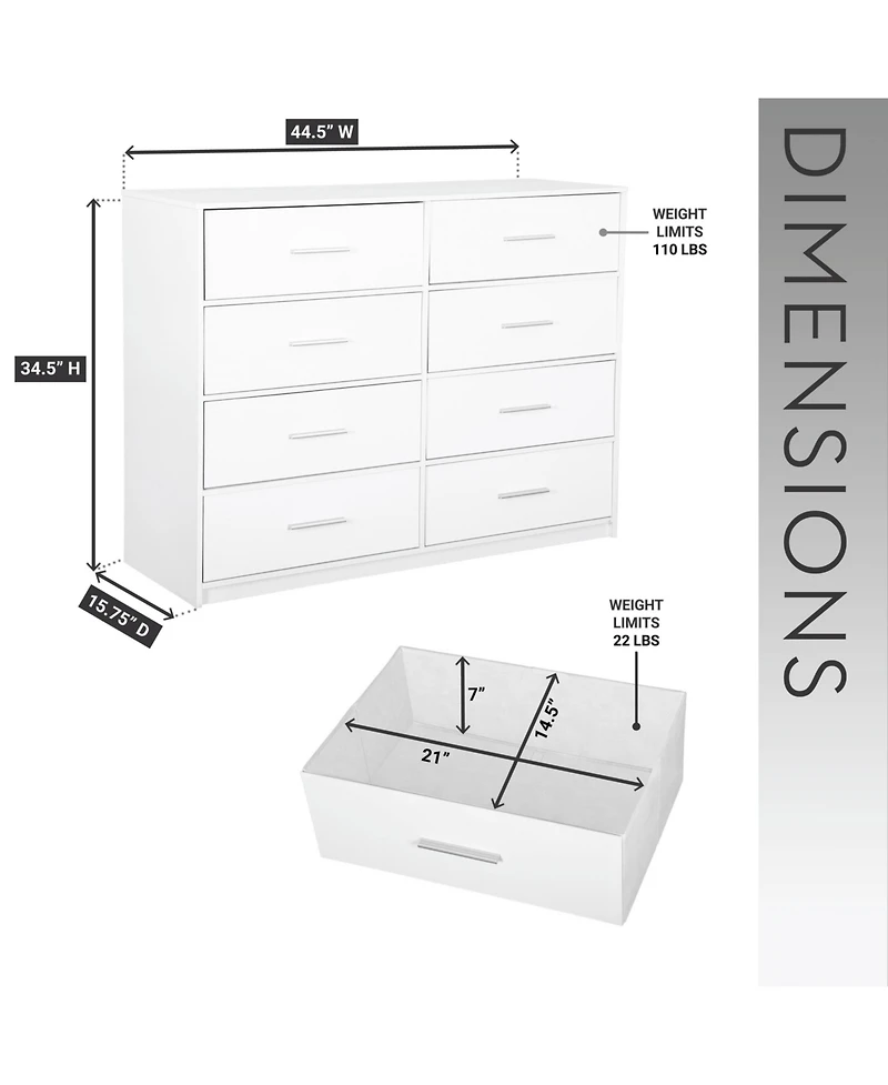 Flynama Modern 5 Drawer Dresser Wood Fabric Drawers Cabinet with Rattan Details