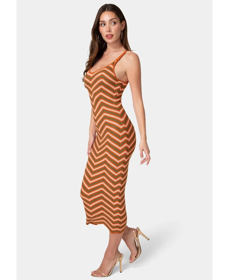 Bebe Women's Chevron Crochet Midi Dress