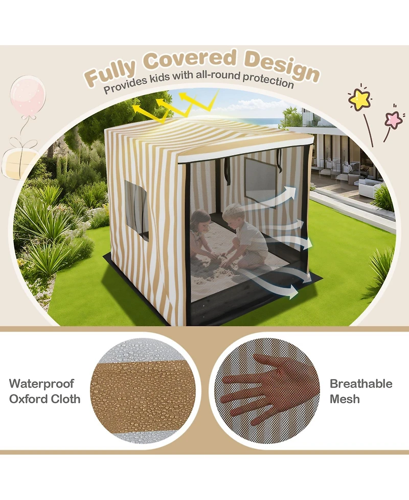 Slickblue Children's Wooden Sandbox with Shade Canopy