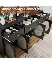gaomon 62" Modern Sideboard Buffet Cabinet - Large Storage Console Table with Adjustable Shelves and 3 Drawers and 3 Glass Doors for Dining Room