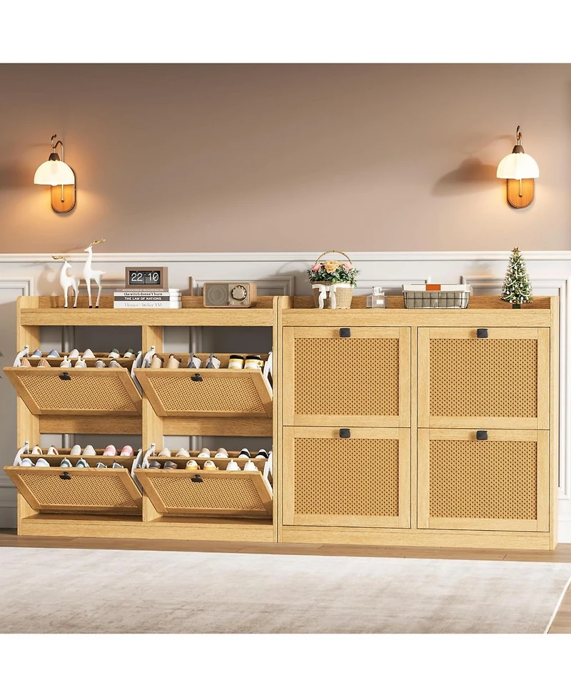 gaomon Shoe Cabinet with 4 Deep Flip Drawers