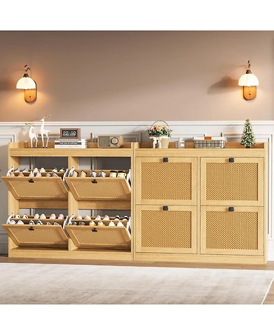 gaomon Shoe Cabinet with 4 Deep Flip Drawers