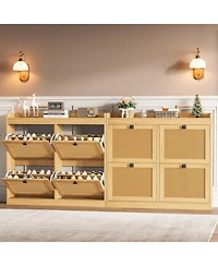 gaomon Shoe Cabinet with 4 Deep Flip Drawers