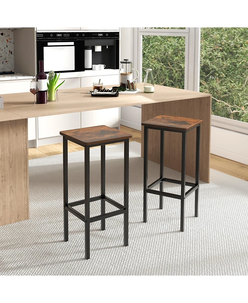 Sugift Counter Height Bar Stools Set of Two with Metal Legs and Footrest