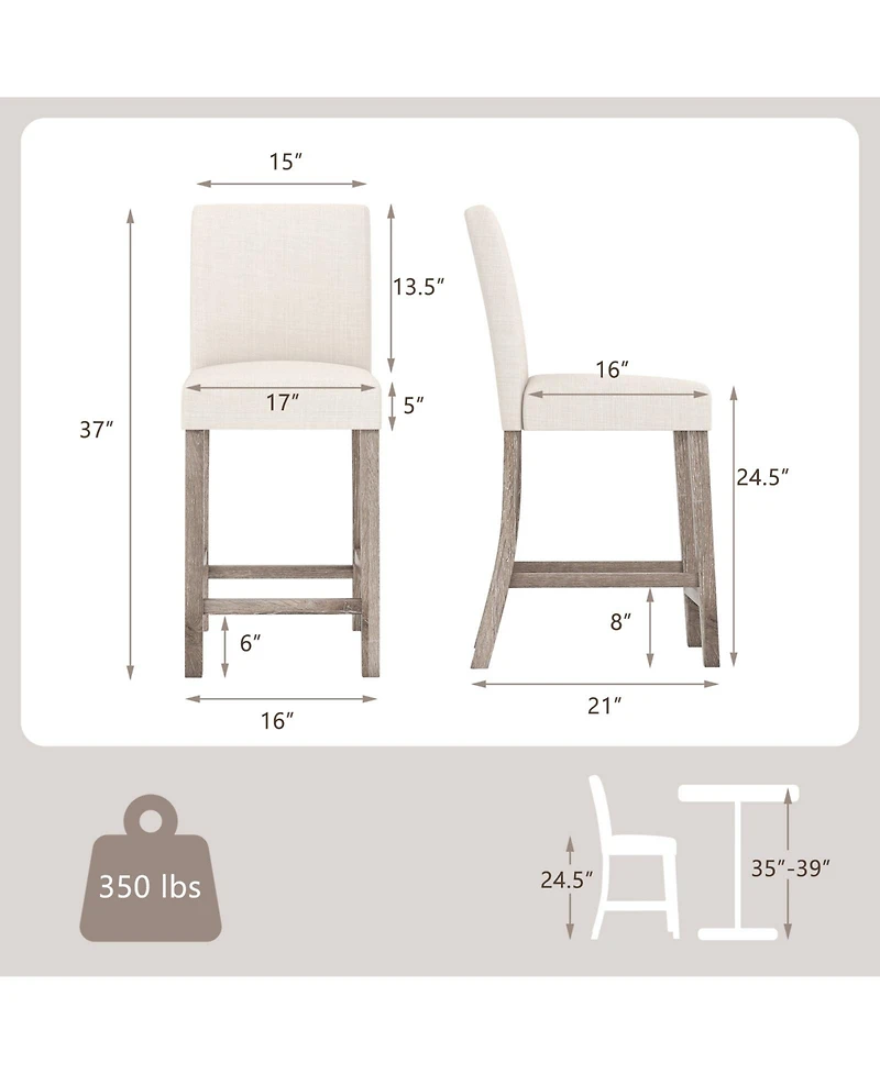 Sugift Counter Height Bar Stools Set of Two with Back and Footrest