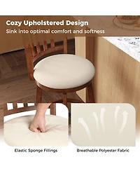 Gymax 30.5'' Swivel Barstools Set of 2 w/Backrest and Upholstered Seat Footrest for Pub