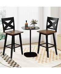 Gymax 29'' Swivel Barstools Set of 4 w/Backrest Large Seat Footrest for Kitchen Island