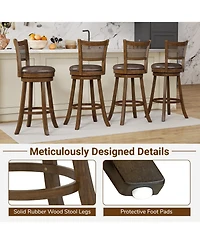 Sugift Swivel Counter Height Bar Stools Set of Two with Rattan Back