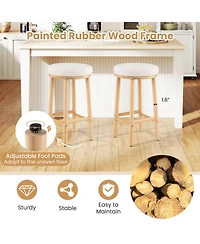 Sugift Upholstered Bar Stools Set of Two with Boucle Fabric Seats