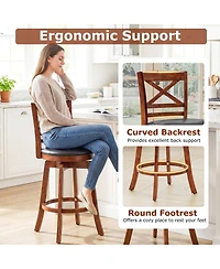 Sugift Swivel Bar Stools Set of Two with Backrest and Footrest