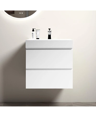 Sillysis 24" Wall Mounted Bathroom Vanity with Sink, Modern Large Storage Floating Bathroom Vanity without Faucet, Pre-assembled