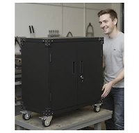 gaomon Metal Storage Cabinet with Rolling Tool Cart, 2 Adjustable Shelves, Locks and 4 Wheels, Heavy Duty Rust Resistant Cabinet