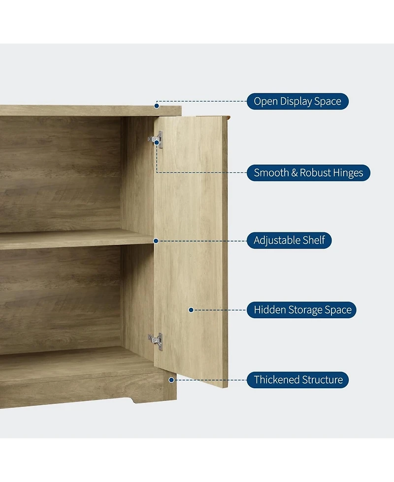 gaomon Buffet Sideboard Cabinet with Fluted Doors, Adjustable Shelves, Modern Accent Storage Console for Dining Room, Living Room
