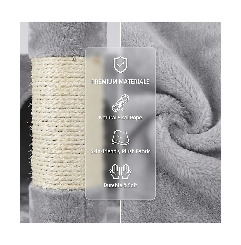 Zeus and Ruta 71 Inch Tall Multi Level Cat Tree with Hammocks and Cat Cave Scratching Posts Plush Tower for Multiple Cats