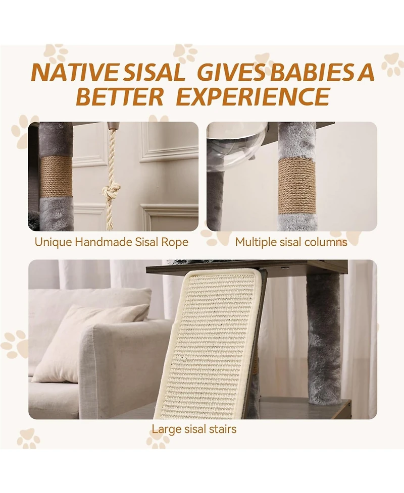 gaomon Cat Tree, 66.9-Inch Cat Tower with Litter Box Enclosure, with Hammock, Washable