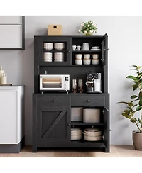 gaomon Kitchen Pantry Cabinet with Microwave Stand and Adjustable Shelves