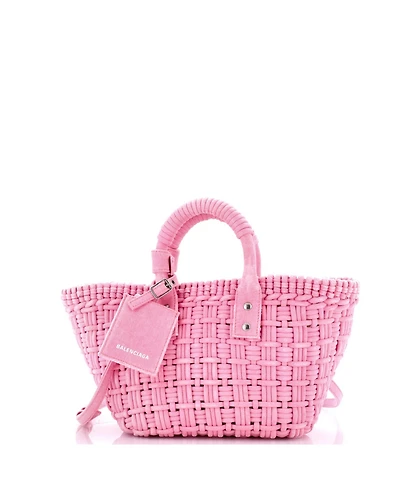 Pre-Owned Balenciaga Xs Bistro Panier Bag Woven Denim