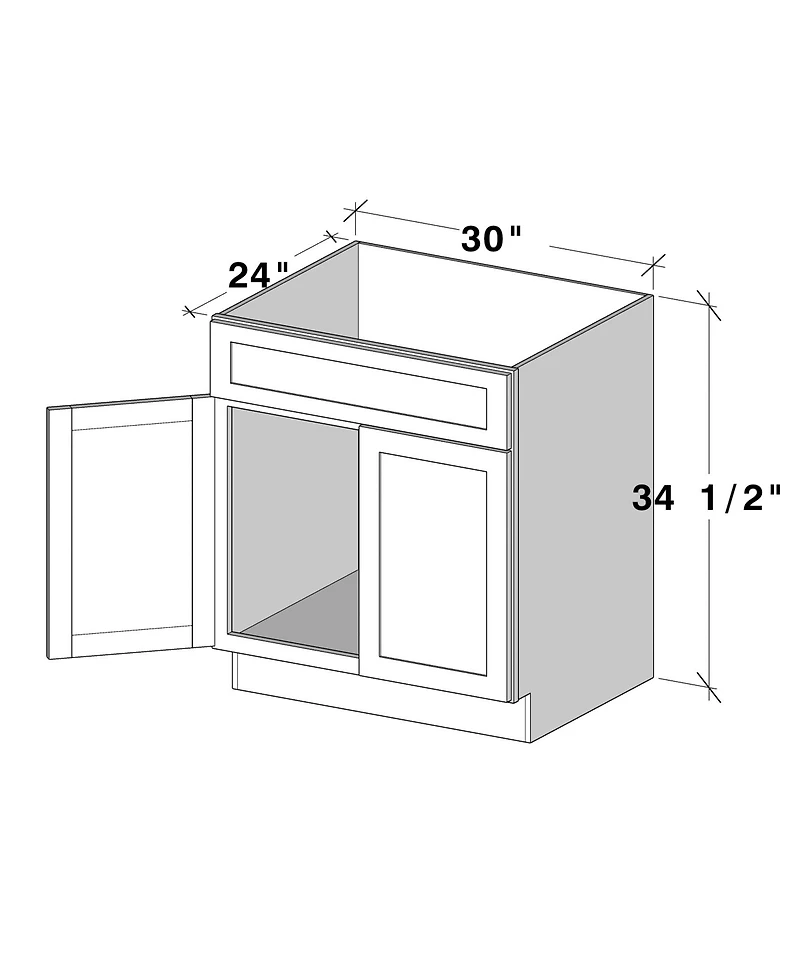 Boyel Living W30" Dove Sink Base Cabinet with Full Overlay Hdf Doors and Dovetail Drawer