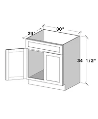 Boyel Living W30" Dove Sink Base Cabinet with Full Overlay Hdf Doors and Dovetail Drawer