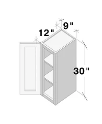 Boyel Living W9" Wall Cabinet with Full Overlay Hdf Door for Custom Kitchen or Bathroom