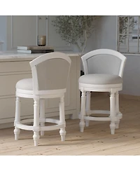 Boyel Living Wood Swivel Bar Stool with Upholstered Seat and Back, Farmhouse Turned Leg Counter Chair Rustic Bar Stool