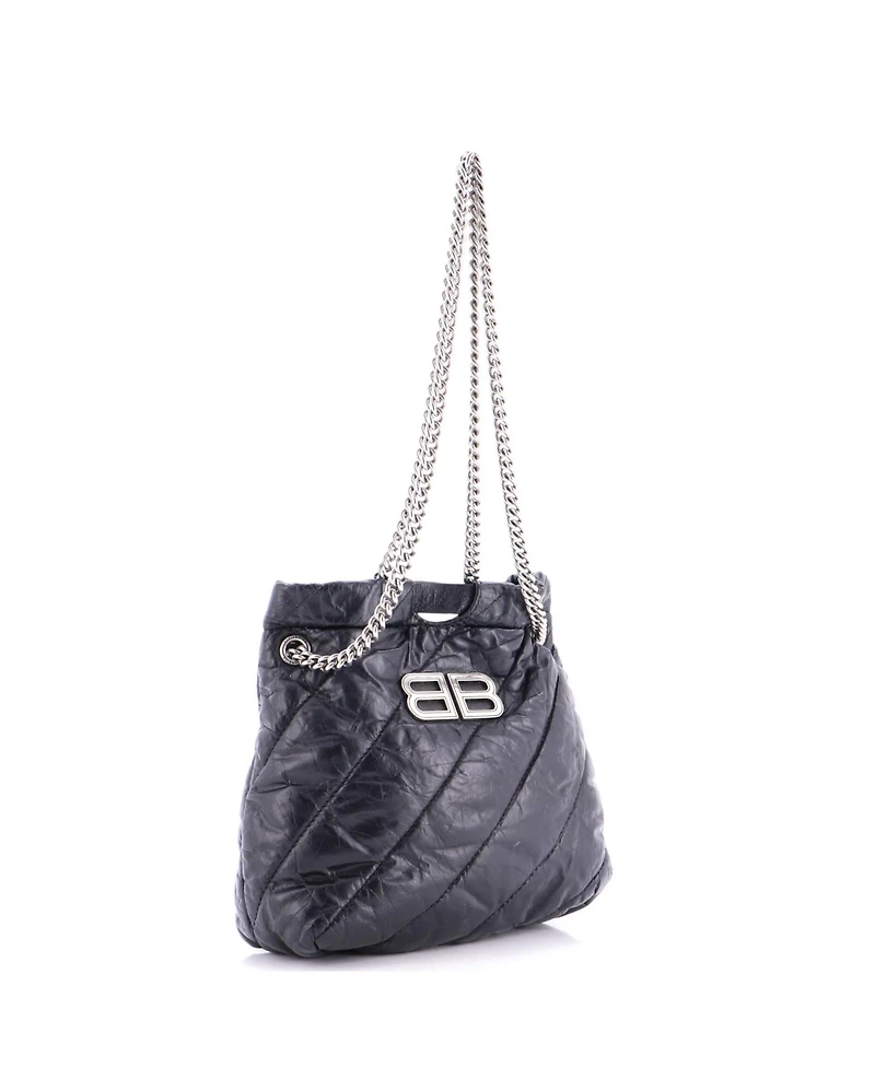 Pre-Owned Balenciaga Xs Crush Chain Tote Quilted Crushed Calfskin