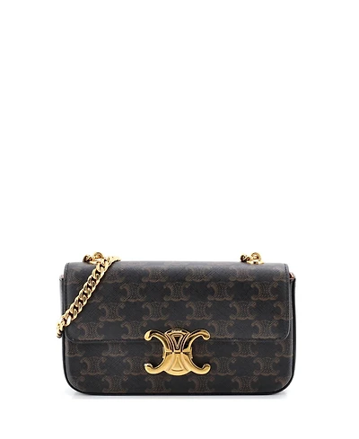 Pre-Owned Celine Small Triomphe Chain Shoulder Bag Triomphe Coated Canvas
