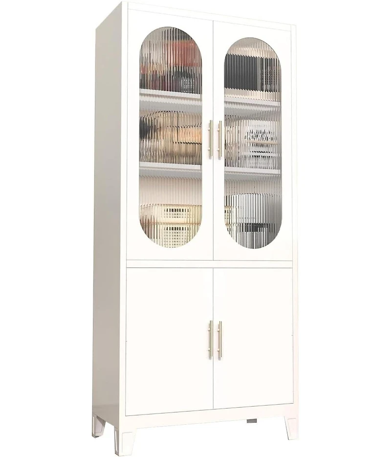gaomon Modern Freestanding Bathroom Storage Cabinet Tall Tall Cabinet with Tempered Glass Door, Adjustable Shelves, Ideal for Linens, Dishes