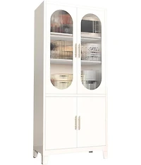 gaomon Modern Freestanding Bathroom Storage Cabinet Tall Tall Cabinet with Tempered Glass Door, Adjustable Shelves, Ideal for Linens, Dishes