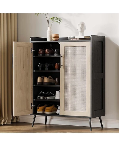 gaomon Rattan Shoe Cabinet, 5 Tier Shoe Storage